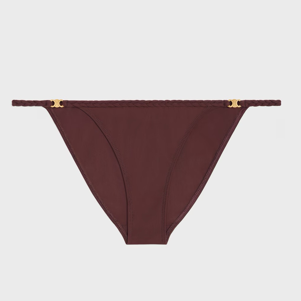 Celine Triomphe Swimsuit Bikini Bottom Matte Jersey In Prune